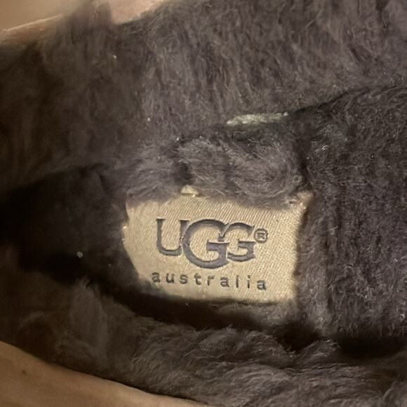 UGG Gray Suede Shearling Lined Slippers. 6 - Picture 2 of 5
